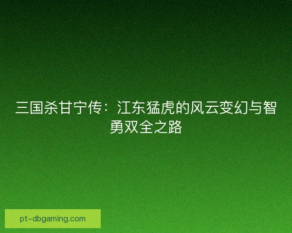 三国杀甘宁传：江东猛虎的风云变幻与智勇双全之路